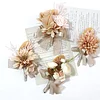 10PCS Neutral Beige Khaki Wedding Catering Bridal Groom Guests Corsage Boutonniere Wrist Artificial Flower Bouquets