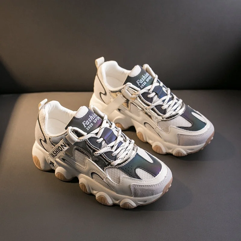 Fashion Korean Women Sneakers Casual Shoes Woman Lace Up Thick Sole Chunky Platform Sneakers 2020 Spring Female Shoes Breathable