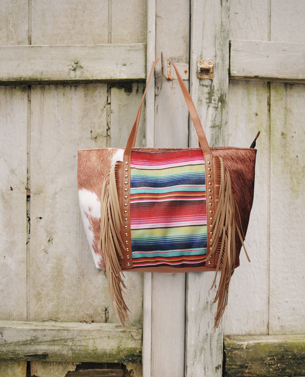 Leopard cow print sunflower sunflower tassel rivet PU super large capacity shoulder bag