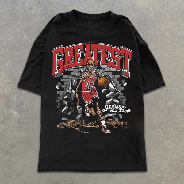 Skull Basketball Graphic Print Short Sleeve T-Shirt