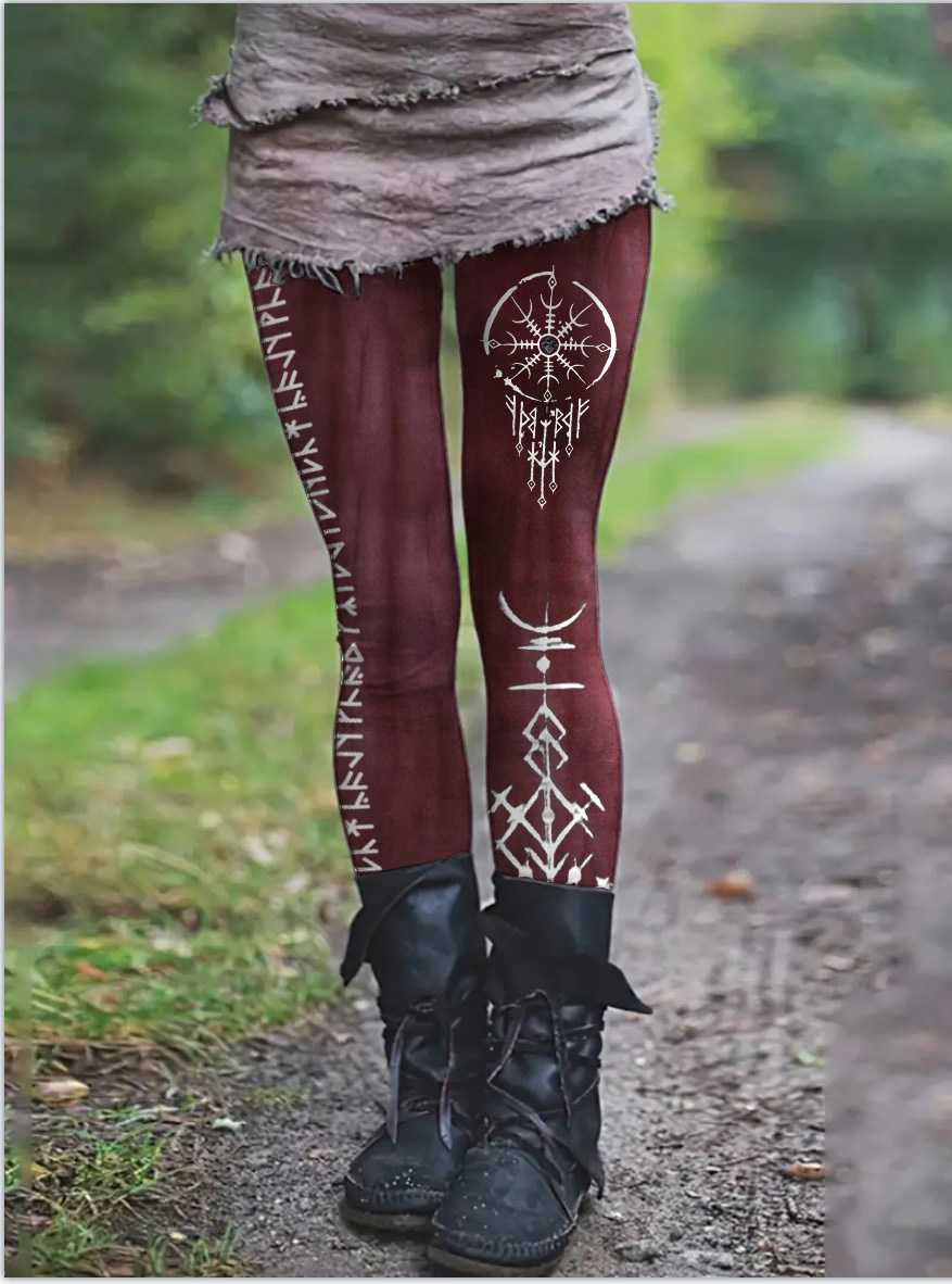 Tribal Totem Text Print Retro Leggings wearshes