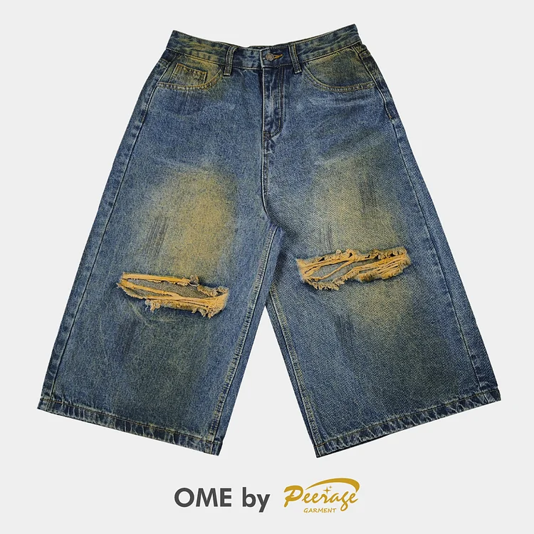Custom Distressed Faded Print Jorts