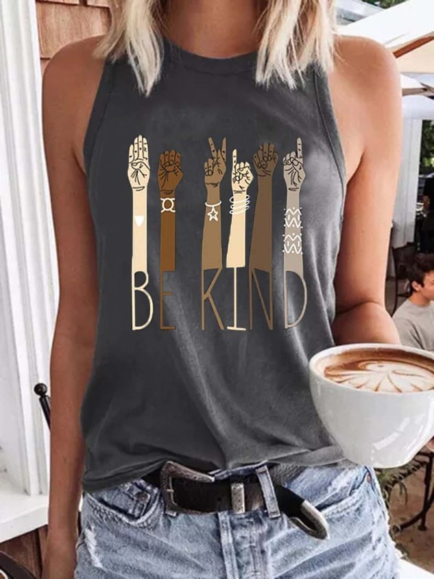 Women Be Kind Casual Crew Neck Tank Top