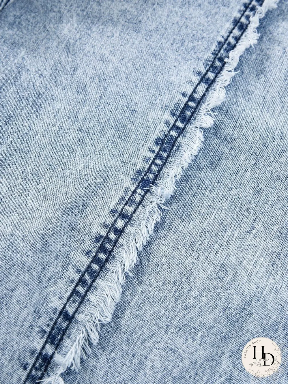 Vintage Beau Blue Denim Overall with Frayed Exposed Seam