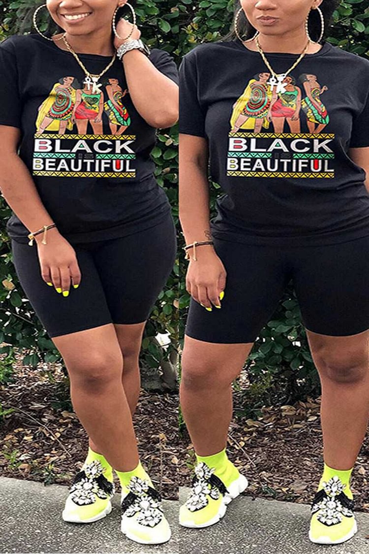 Casual Printed Plus Size T-Shirt Set - Shop Trendy Women's Clothing | LoverChic