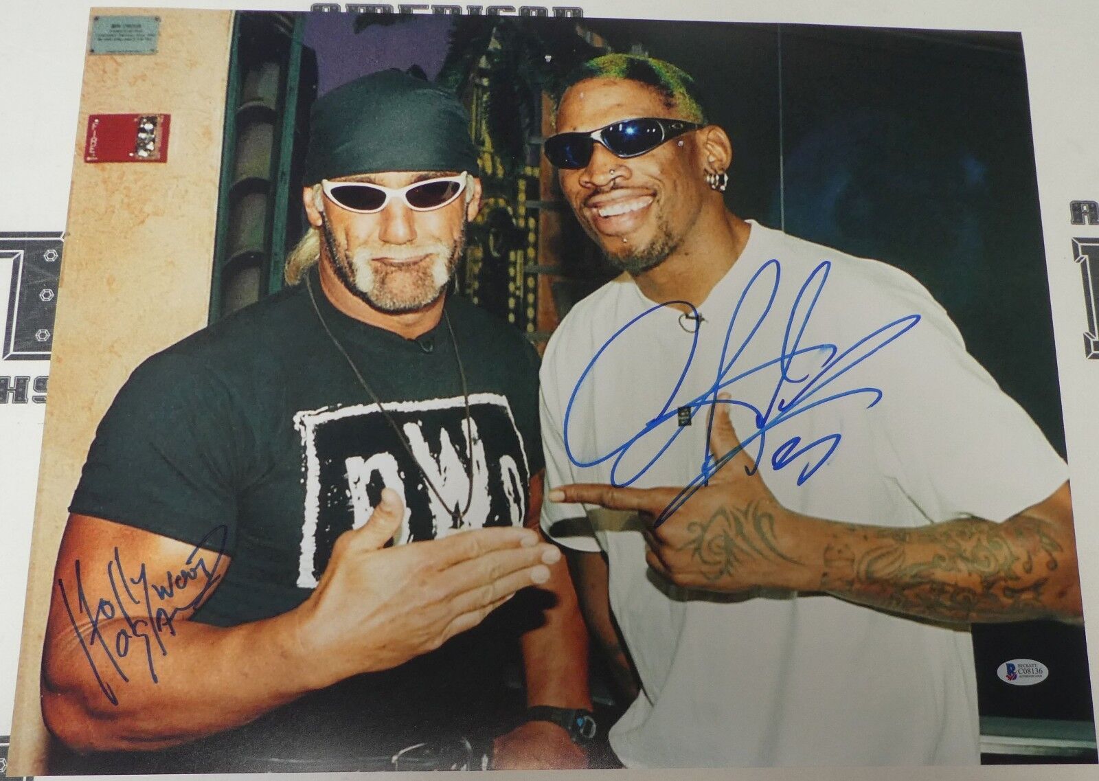 Dennis Rodman Hulk Hogan Signed 16x20 Photo Poster painting BAS Beckett COA WWE NWO WCW Picture