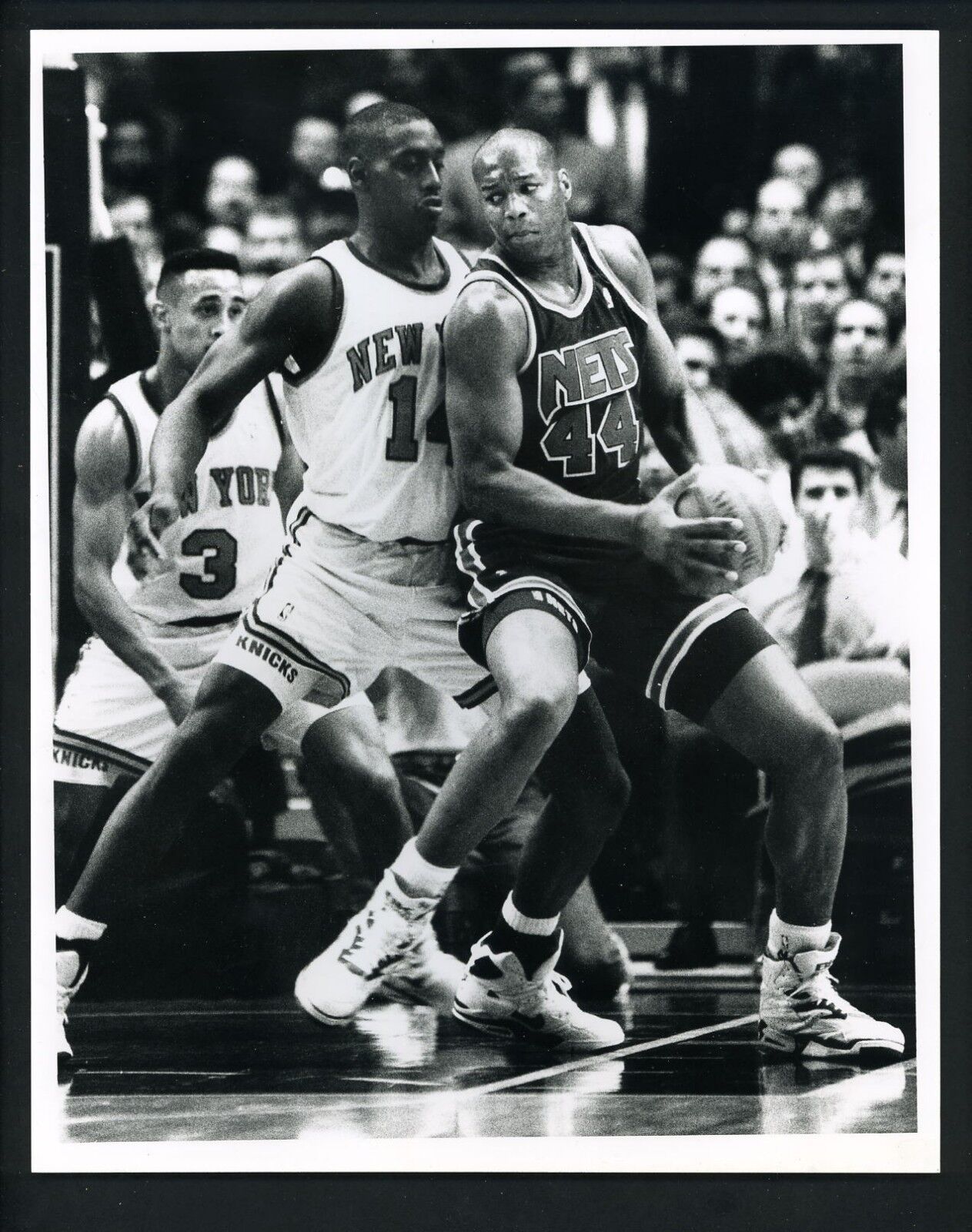 Derrick Coleman & Anthony Mason 1992 Press Original Photo Poster painting Bob Olen Nets Knicks