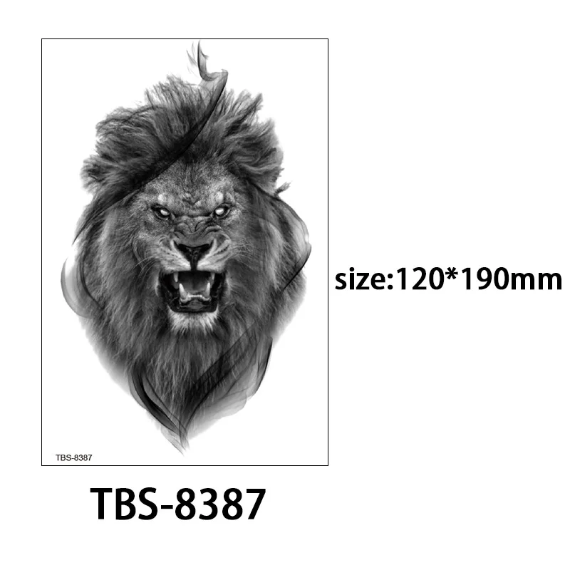 Sdrawing Forest King Animal Tattoo Sticker for Men Tiger Skull Skeleton Fake Tattoo for Women Wolf Tattoo Temporary Waterproof