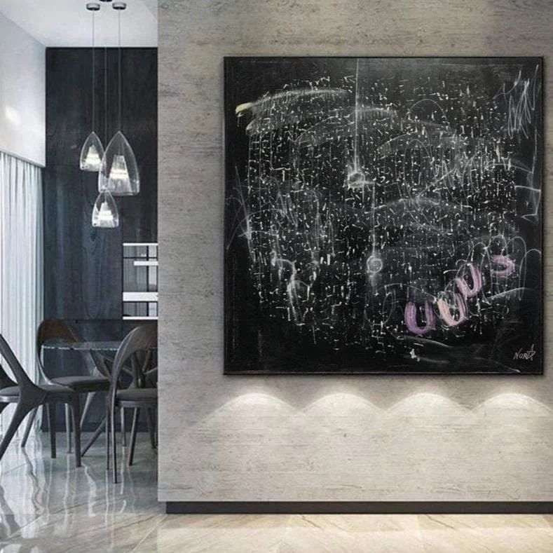 Large Original Paintings On Canvas Modern Black Wall Art Pink Art Unique Contemporary Wall Decor | A HANDFUL OF STARS