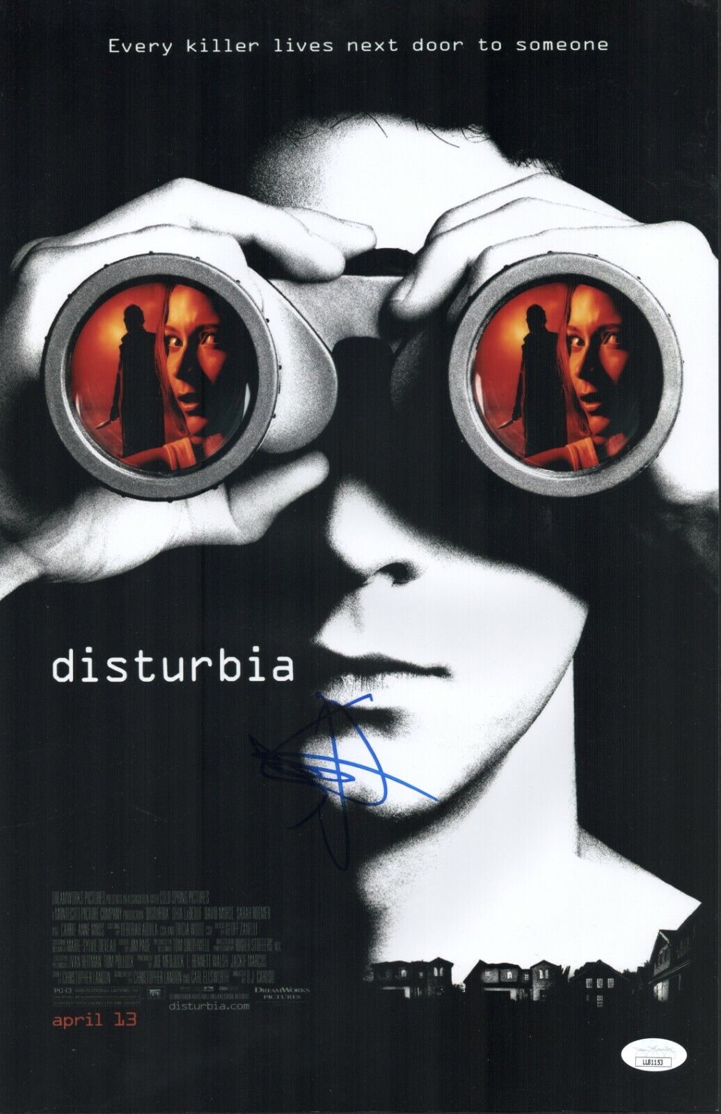 Shia LaBeouf Hand Signed 11x17 Disturbia Authentic Autograph JSA COA