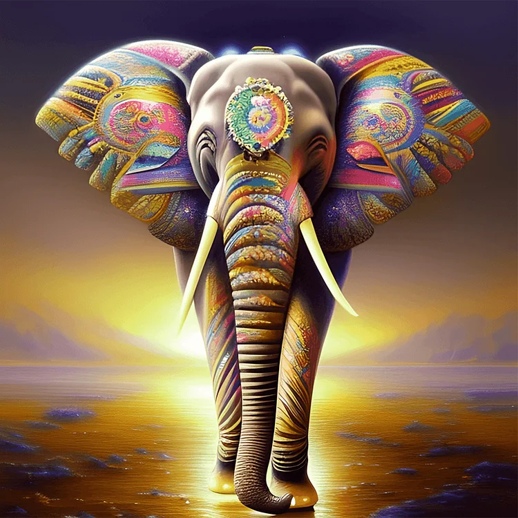 Elephants Walking In The Starry Sky 30*30CM(Canvas) Full Round Drill Diamond Painting gbfke