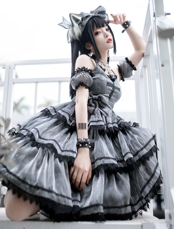 Gothic Lolita JSK Dresses Layered Sleeveless  Lolita Jumper Skirt Novameme