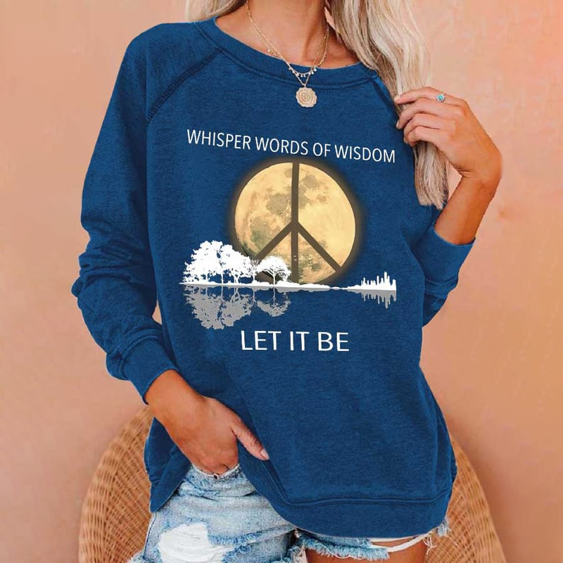 Hippie Guitar Lake Whisper Words Of Wisdom Let It Be Print Sweatshirt wearshes