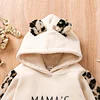 Kid Baby Girl Pullover Letter Embroidered Leopard Stitched Sweater