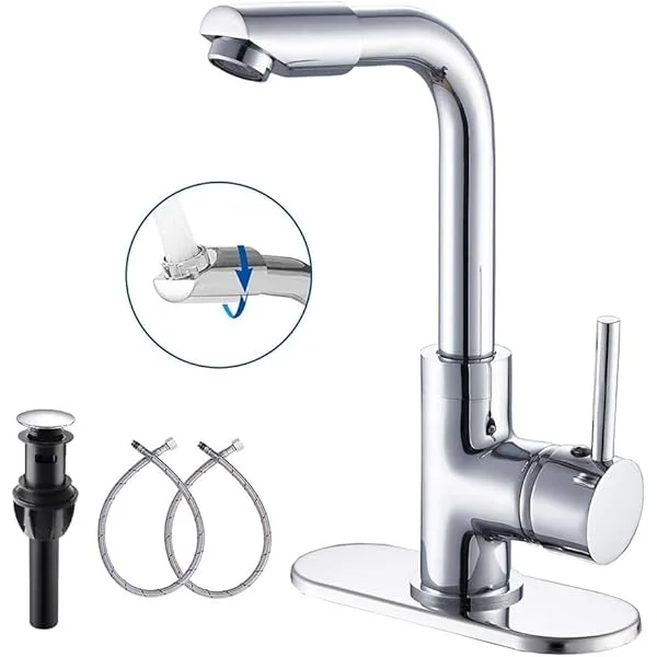 Bathroom Faucet Chrome Small Kitchen Faucet Tap Single Handle One Hole Bar Sink Faucet Swivel Spout Bathroom Sink Faucet