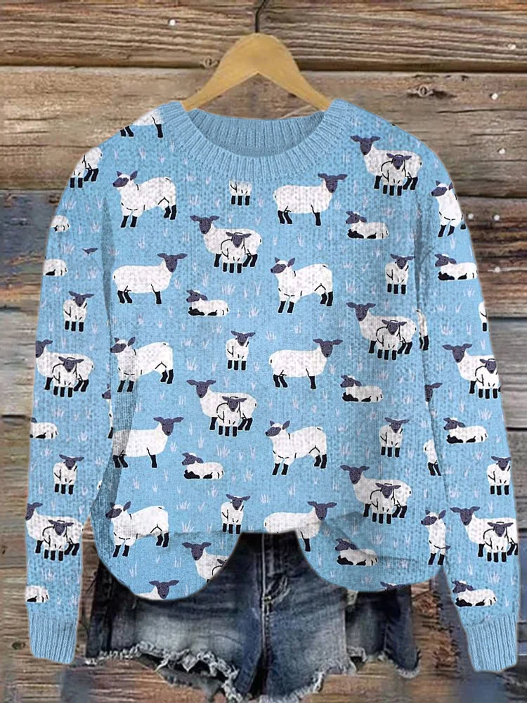 Cute Sheep Casual Cozy Knit Sweater