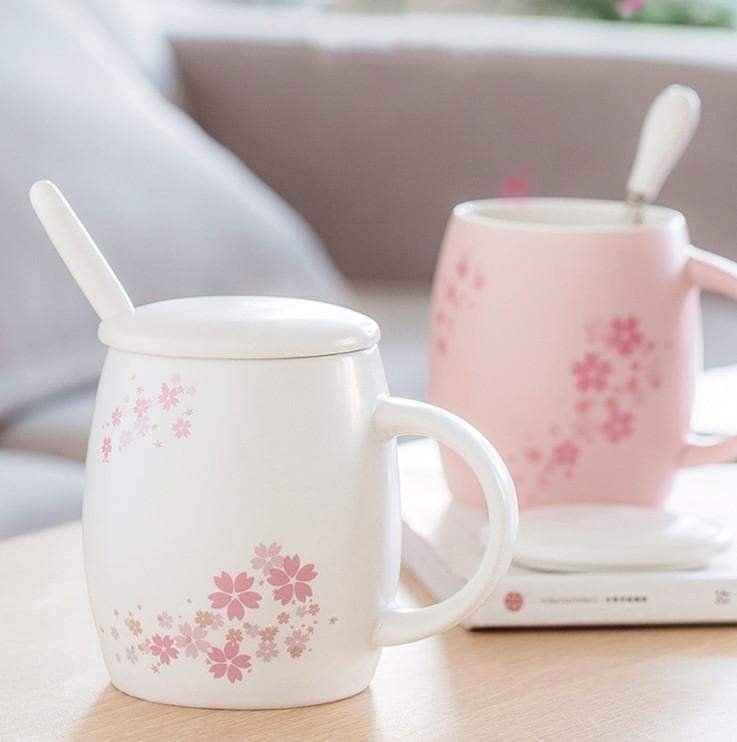 White/Pink Pastel Cute Sakura Mug Cup SP16049