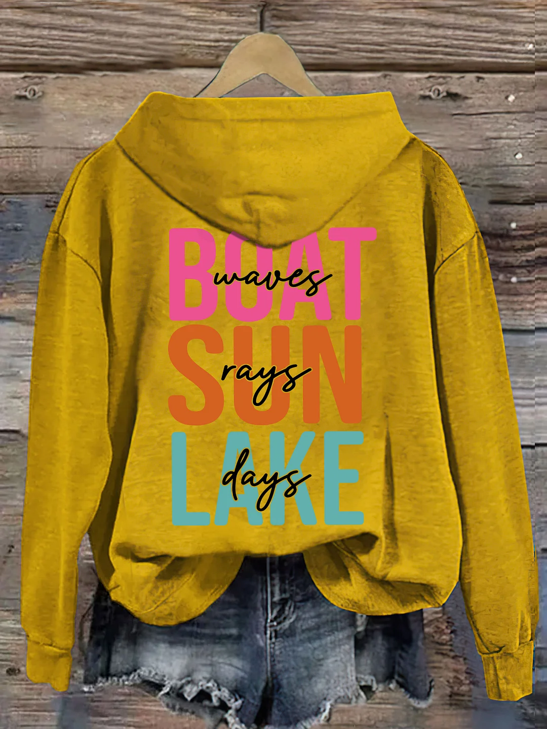 Boat Waves Sun Rays Lake Days Hoodie