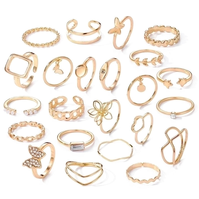 Bohemian Animal Flower Alloy Plating Inlay Artificial Pearls Artificial Diamond Women’s Open Rings