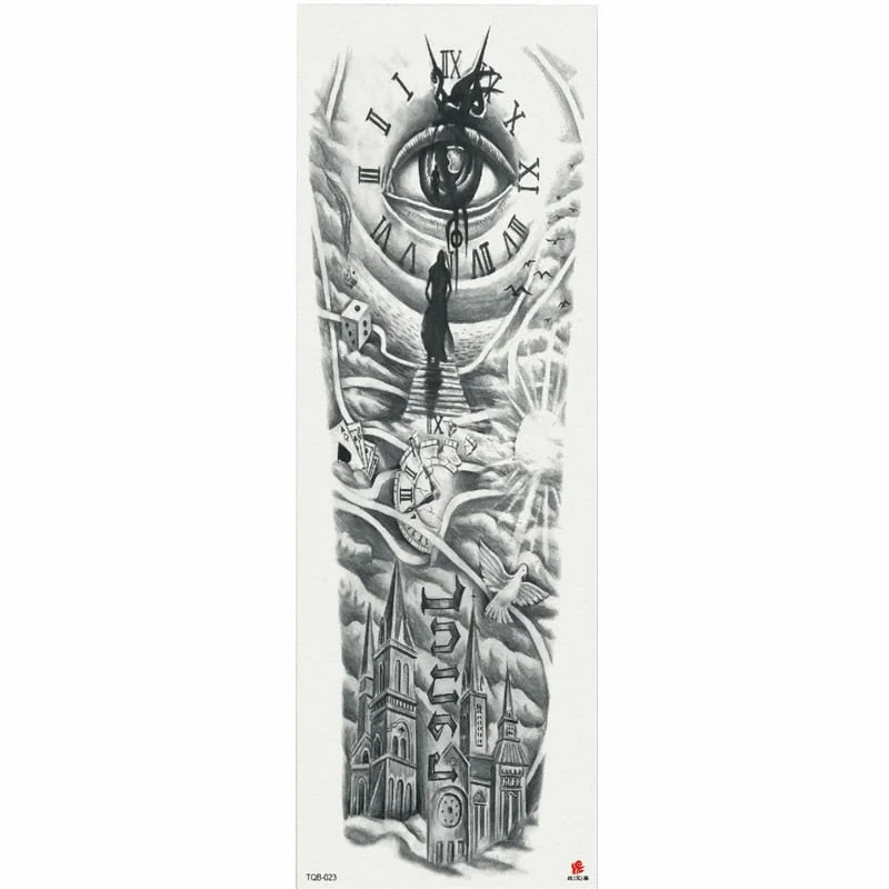 1 Piece Temporary Tattoo Sticker Moon tree rose flower pattern Full Flower Tattoo with Arm Body Art Big Large Fake Tattoo