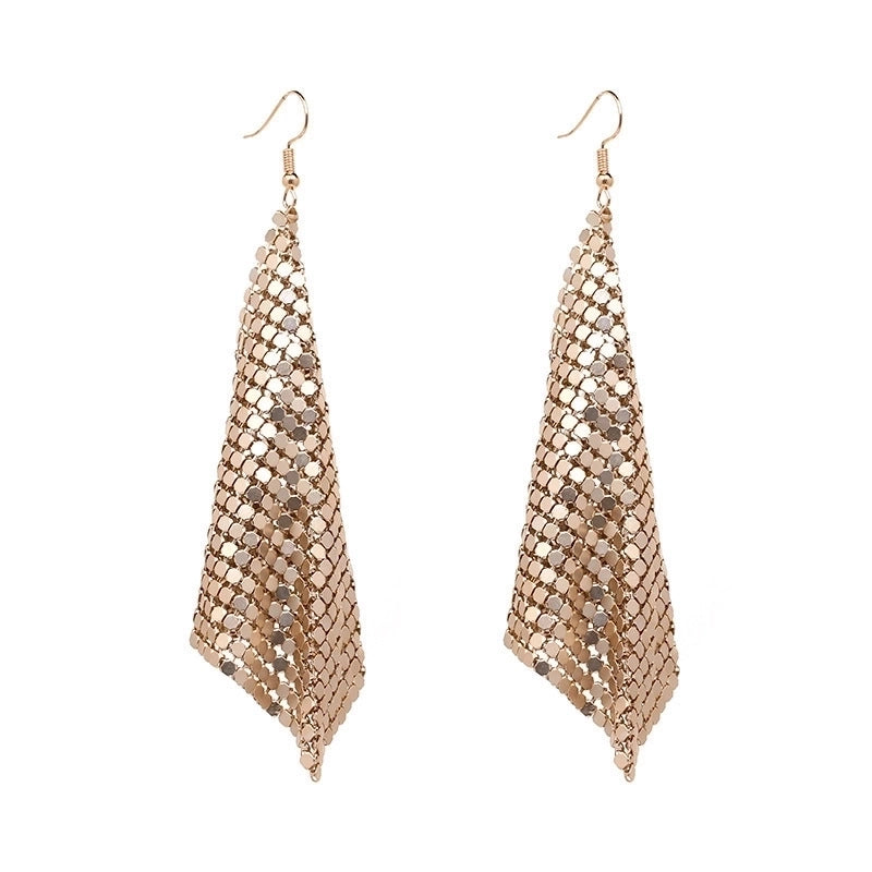 Supply Fashion Earrings Metal Sequins Tassel Earrings Creative New Square Geometric Long Earrings