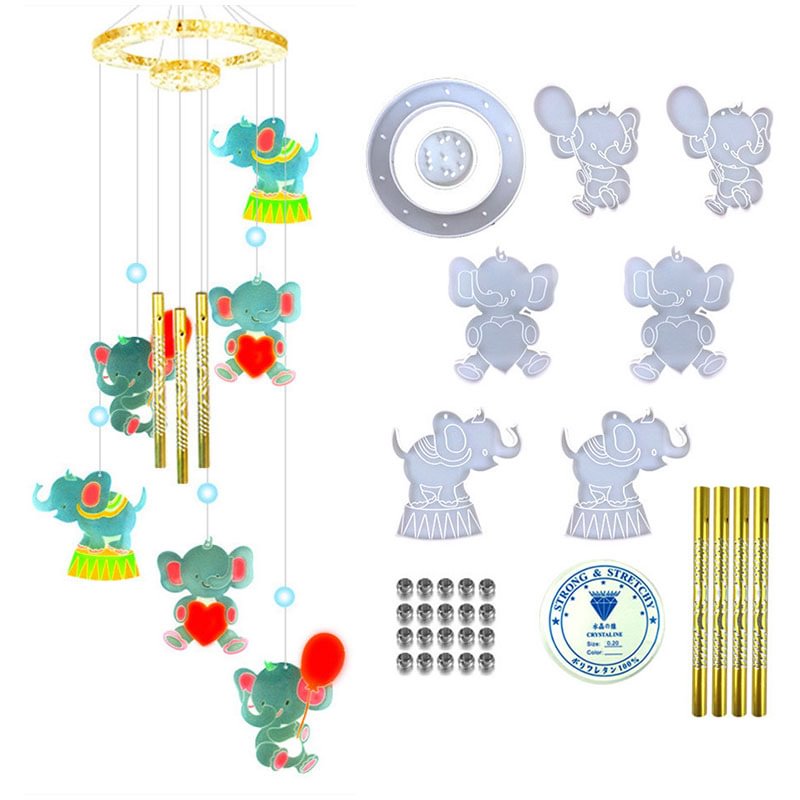 Elephant Wind Chime Resin Casting Mold with Material Package