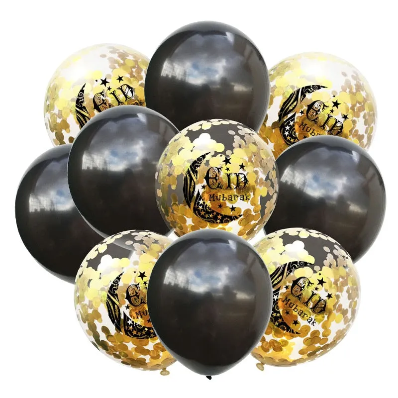 Ramadan Kareem Decoration Eid Mubarak Banner Balloons Disposable Tableware Set Ramadan Mubarak Muslim Islamic Party Decorations