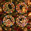 4PCS DIY Christmas Pearl Diamond Painting Acrylic Ornaments with Lights, Pearl & Special Shaped Diamond Wreath Hanging Decorations,Christmas Tree Ornament Kit