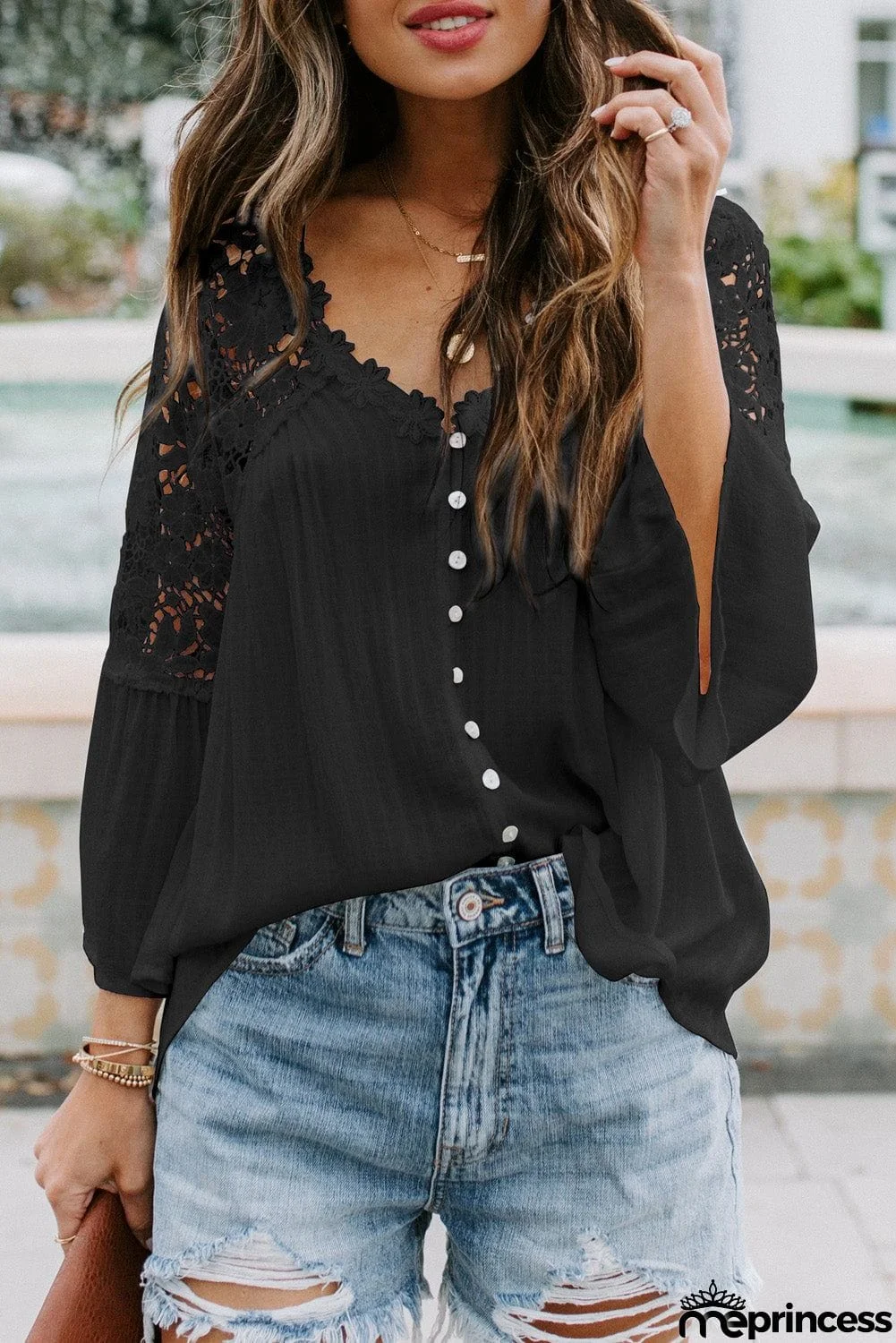 Crochet Lace Button Top