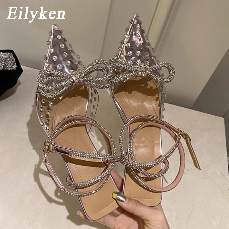 Eilyken Style Crystal Butterfly Women Pumps Jelly Office Lady Shoes Summer Slingbacks High heels Wedding Bridal Shoes