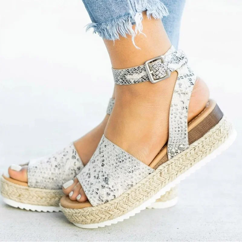 Women Sandals Soft Leather Wedges Shoes Women Espadrilles Platform Sandals Female 4cm High Heels Sandals Summer Chaussures Femme