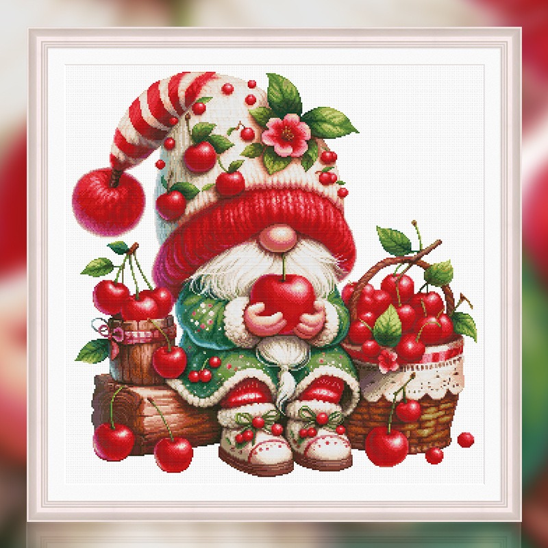 Cartoon Cherry Dwarf 16ct Pre-stamped Canvas(56*56cm) 86 Colors Egyptain Cotton Cross Stitch