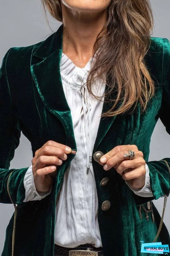 Vintage Gold Velvet Long Sleeve Pocket Blazer