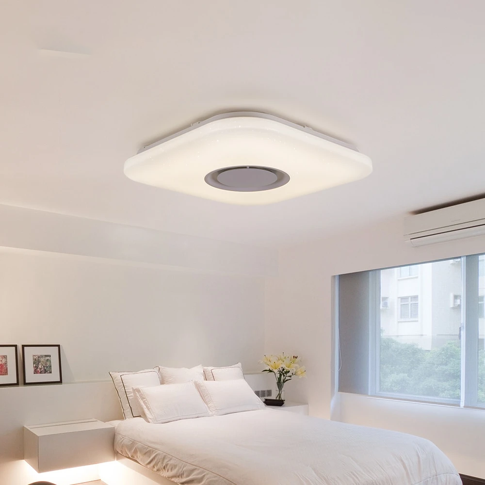 Modern Intelligent LED Ceiling Light, APP Control Bluetooth Speaker RGB Dimmable 36W/52W Living Room Bedroom Lighting