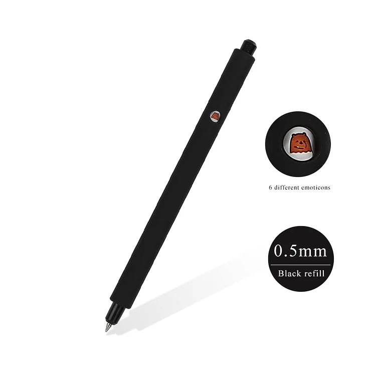 Journalsay Cute Bear Anime Gel Pen Simple Solid Color 0.5mm Black Ink Press Cartoon Signature Pen Kawaii Pen