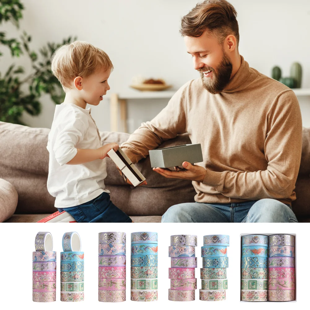 12 Rolls Color Tape Flower Washi Tape Set for DIY Crafts(Flower Hot Stamping)