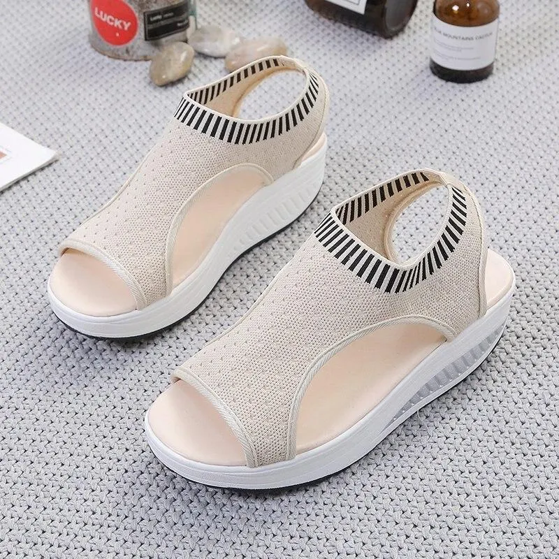 Gladiator Sandalias Mujer 2021 Female Wedge Heels Shoes Women Summer Comfortable Sandals Slip-on Flat Sandals Platform Sandalias