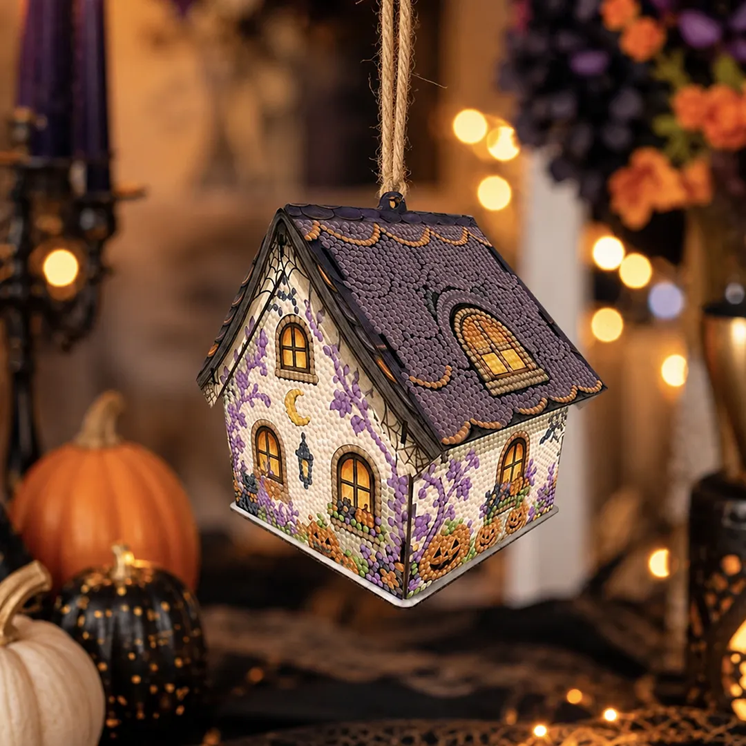 DIY Wooden House Diamond Art Painting Kit for Adults Home (Halloween)
