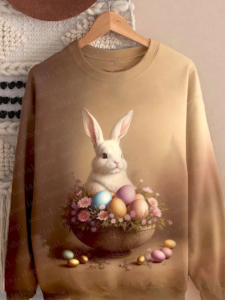 Women's Easter Bunny and Egg Casual Sweatshirt socialshop