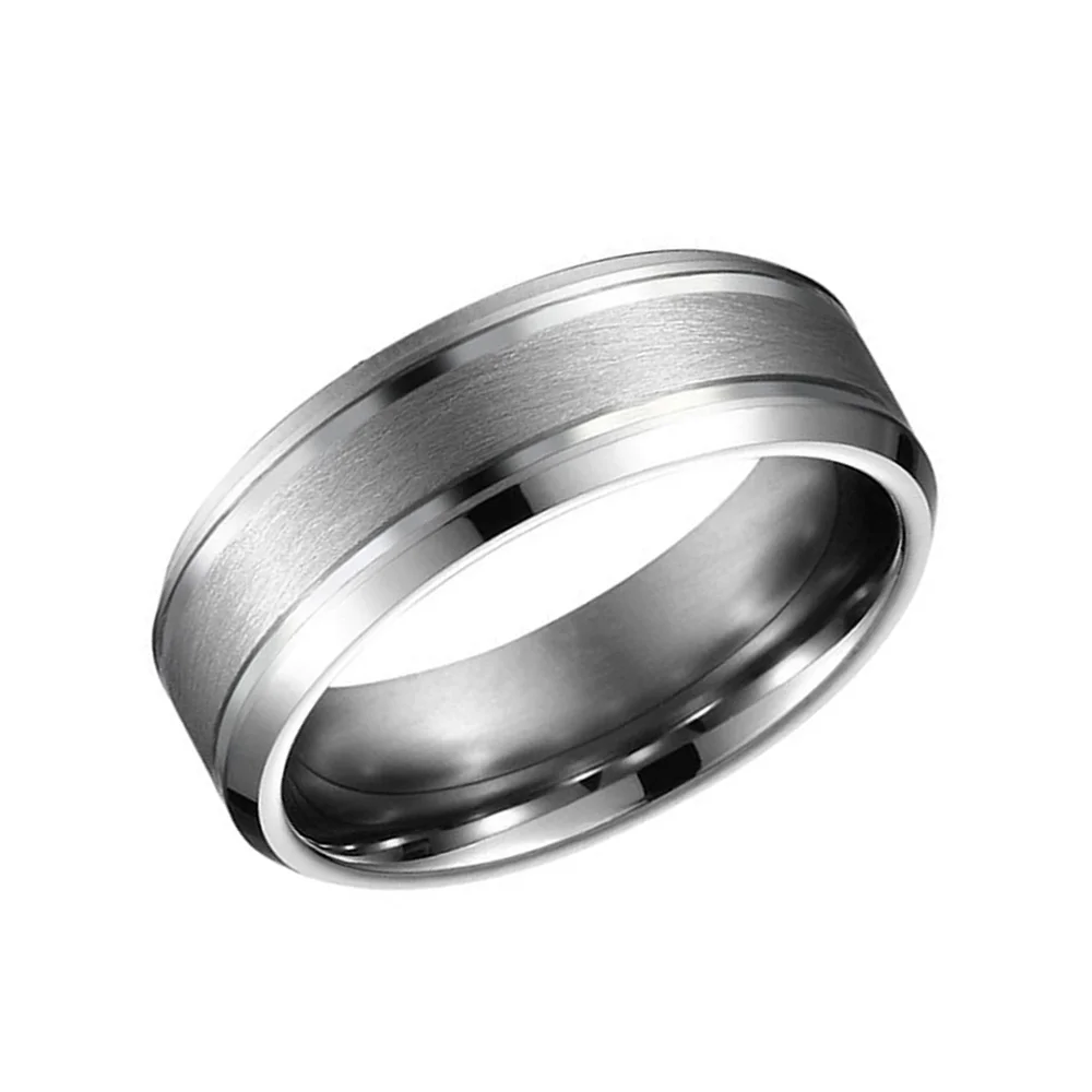 6MM 8MM Matte Center Beveled Tungsten Carbide Rings Anniversary For Couples