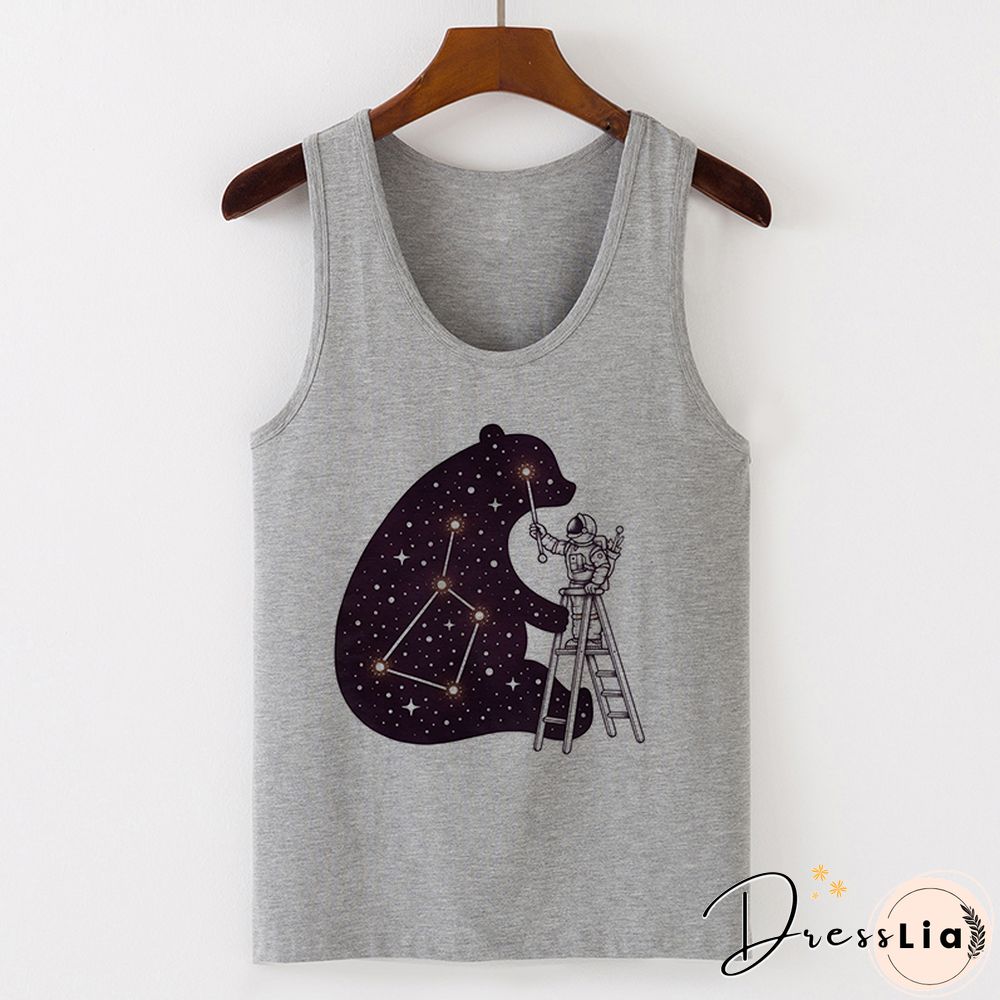 Womens Sexy Vest Tank Tops T-Shirt Summer Camisole Universe Print Fashion Streetwear