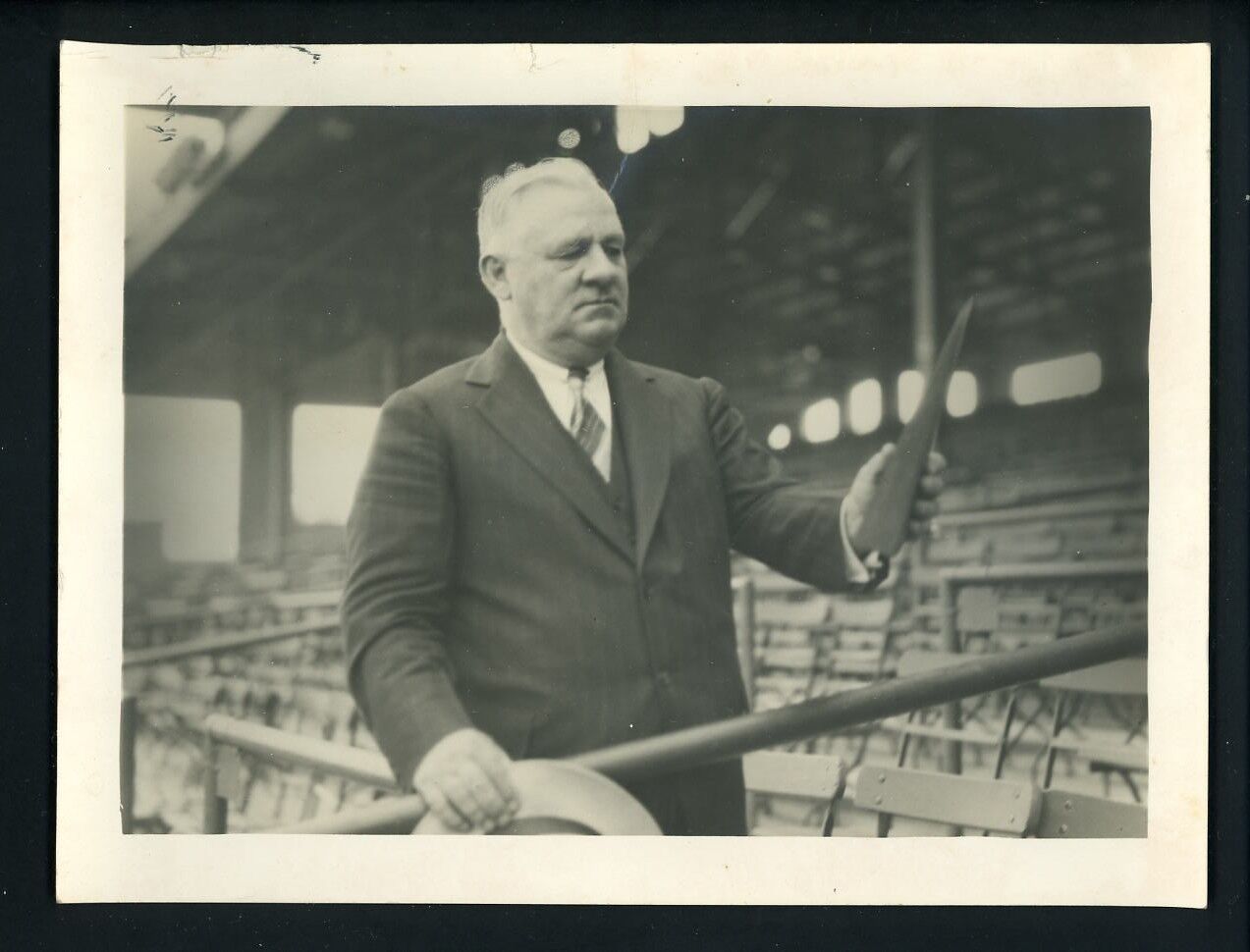 John McGraw at Wrigley Field Los Angeles 1932 Press Wire Photo Poster painting New York Giants