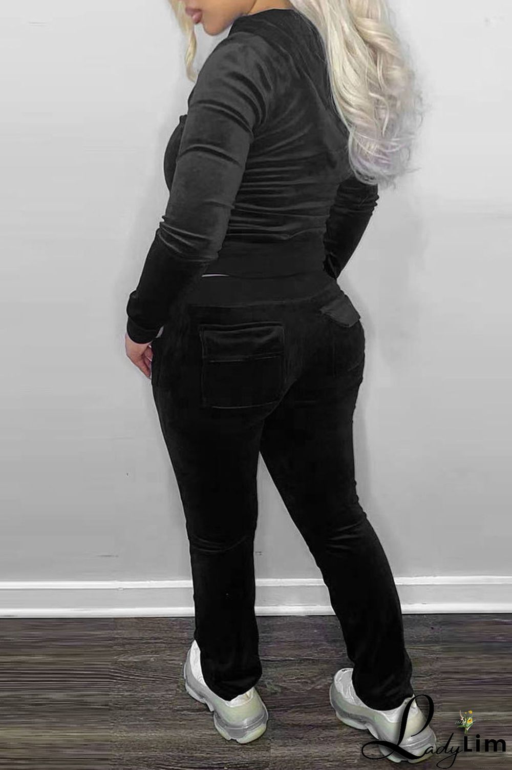 Pink Casual Solid Patchwork Hooded Collar Long Sleeve Two Pieces