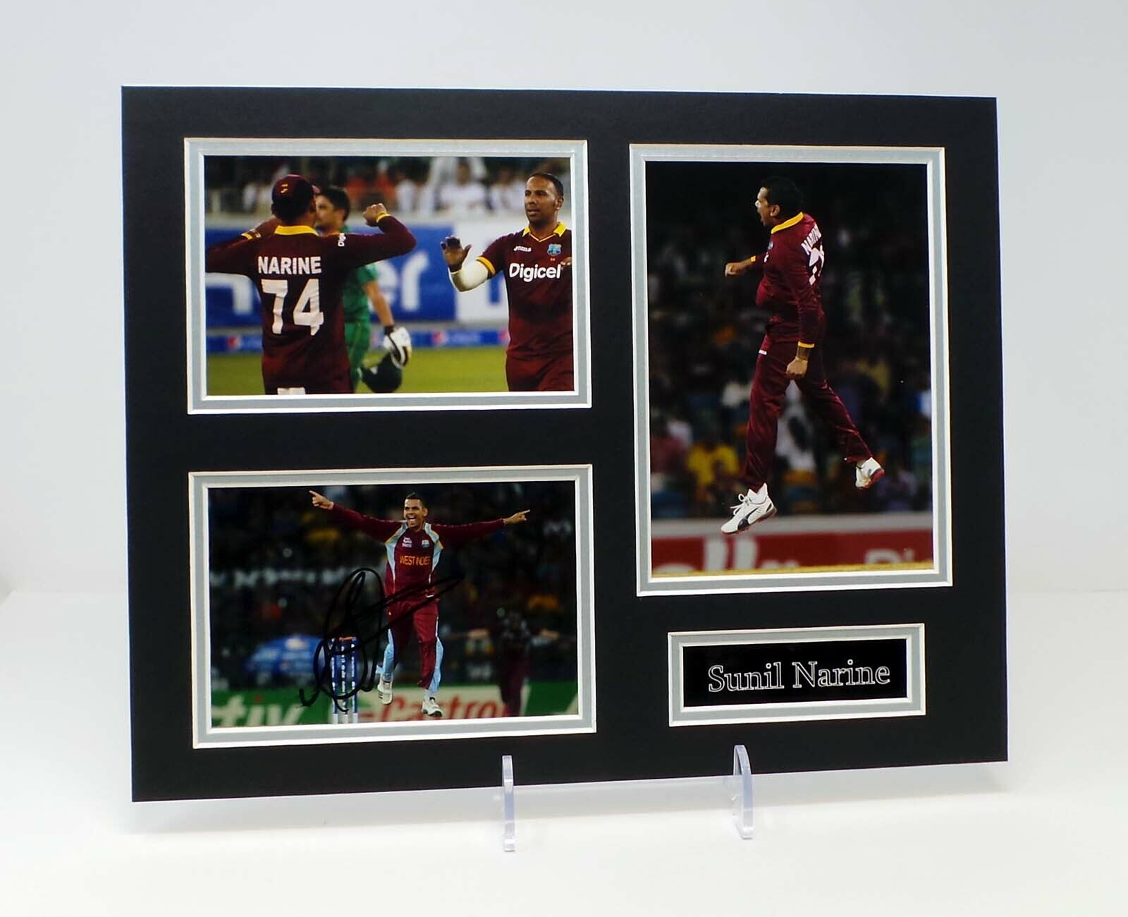 Sunil NARINE Signed Mounted Photo Poster painting Display AFTAL RD COA West Indies Cricketer