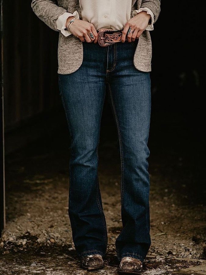 Casual Denim Flared Pants