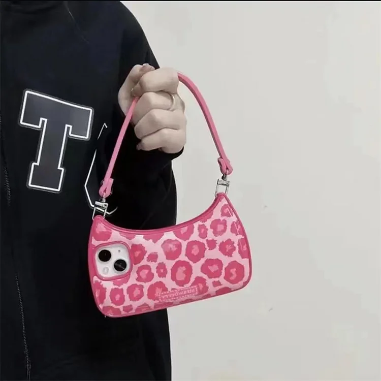 Spice Girl Pink leopard print handbag phone case