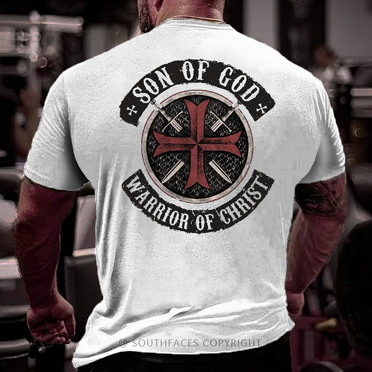 Son Of God Warrior Of Christ Cross Print Men's T-shirt