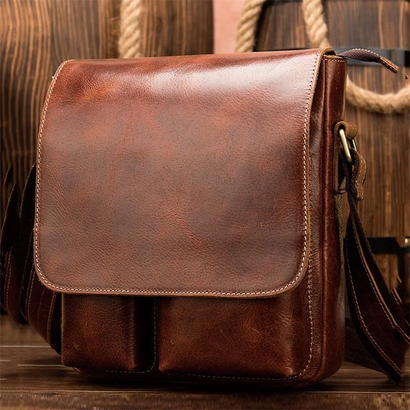 Casual Business Men's Leather Flap Type Shoulder Bag Fashion Crossbody Bag