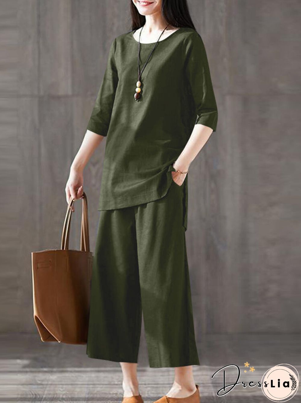 Solid Pocket High-low Slit Straight Leg Two Pieces Suit