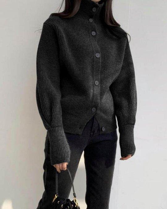Women's Simple Buttons Sweater With Long Sleeves